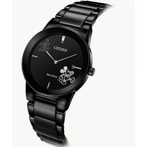 CITIZEN Disney Mickey Mouse Eco Drive Black Mens Watch - Picture 2 of 6